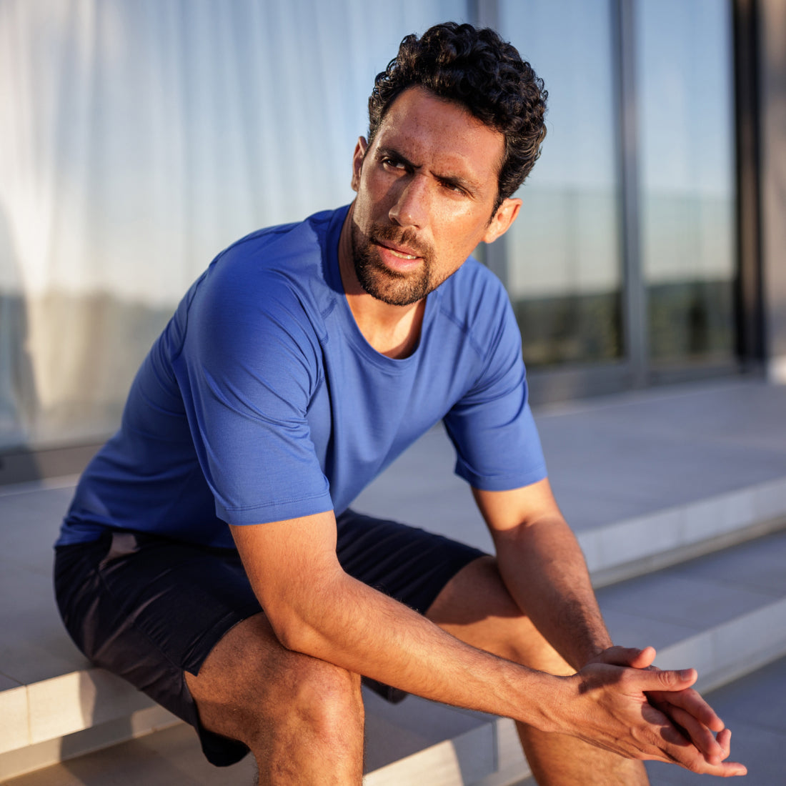 Muscle recovery sleep t-shirt || Azure blue