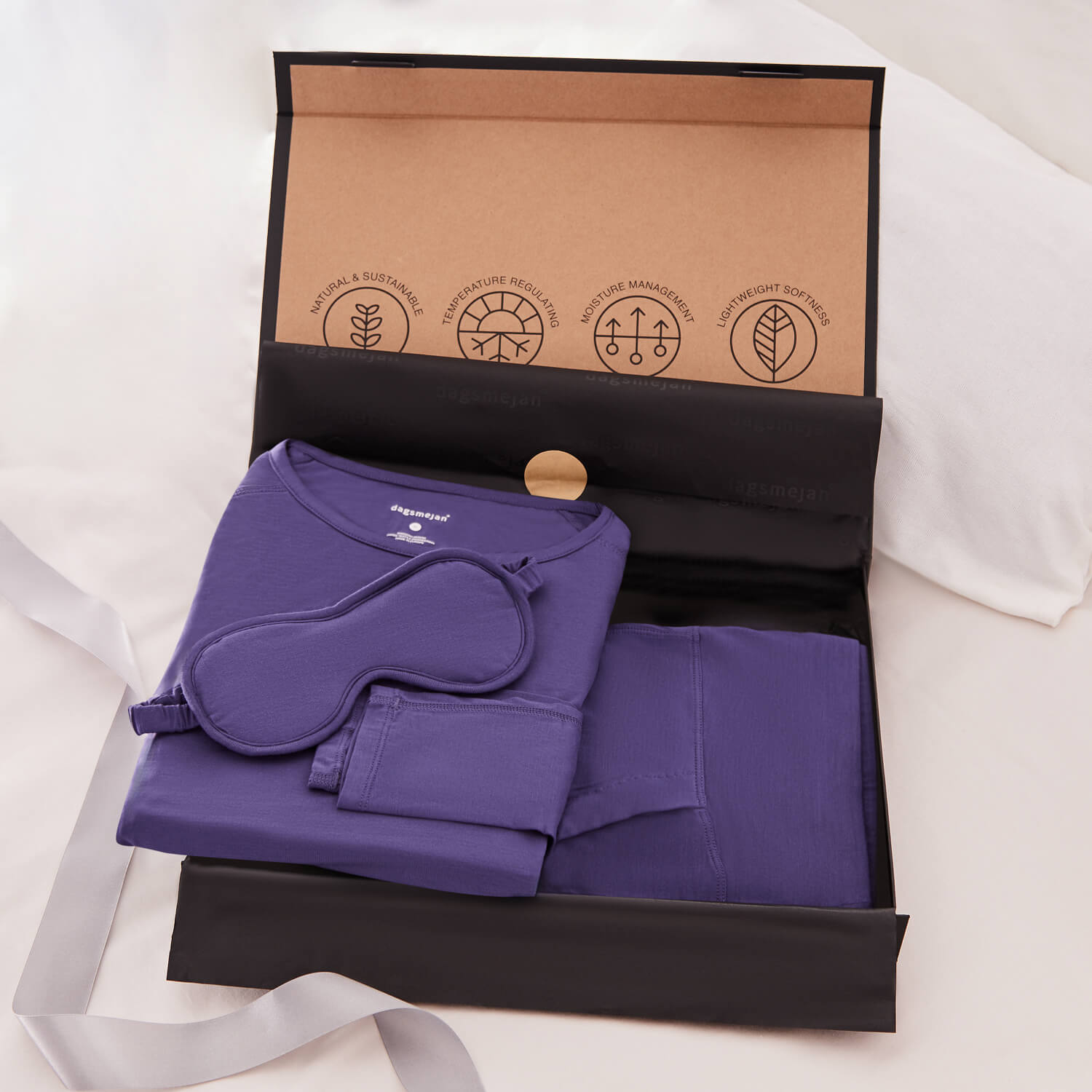 Gift set women long pajamas || Deep purple