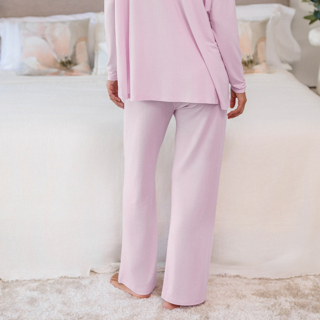 Wide sleep pants women || Pink blush