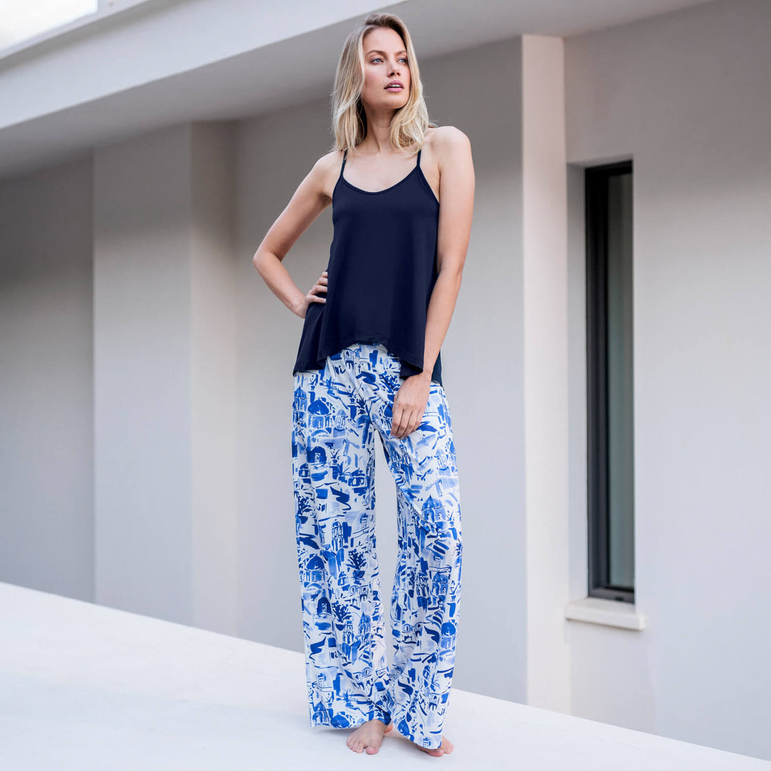 Wide sleep pants women || SantoriniWide sleep pants women || Santorini