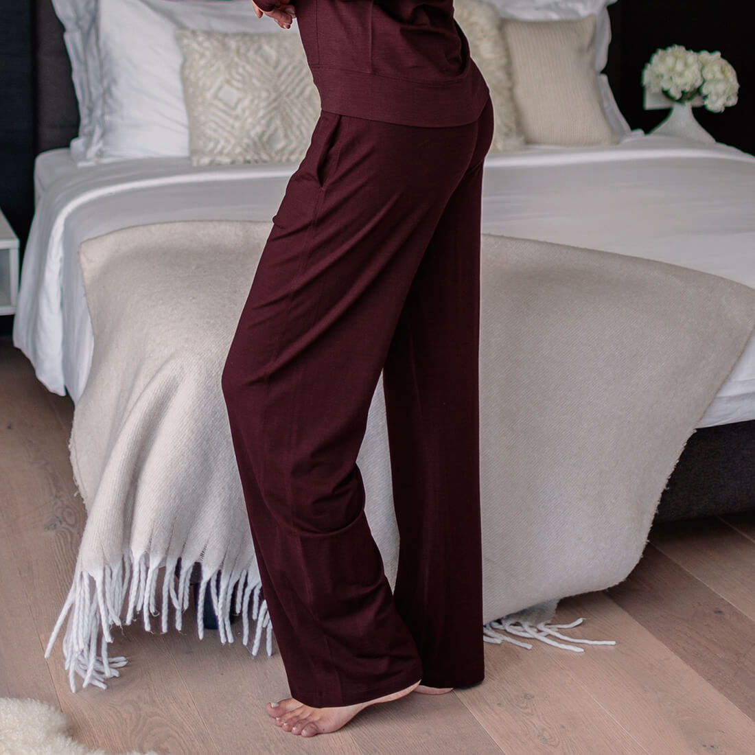 Merino pajamas pants || Deep burgundy