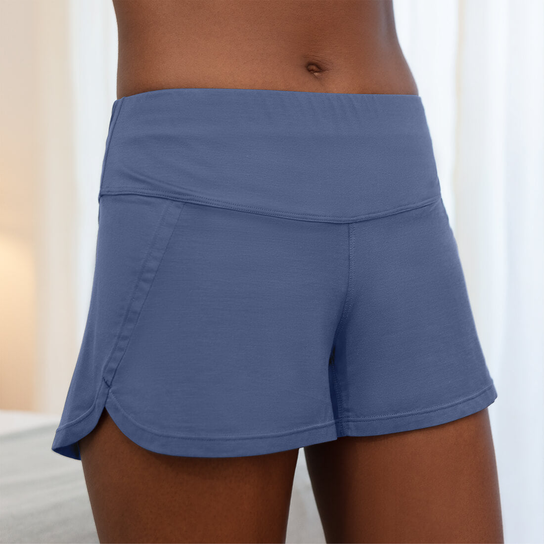 dames verkoelende pyjama shorts | Coastal blue
