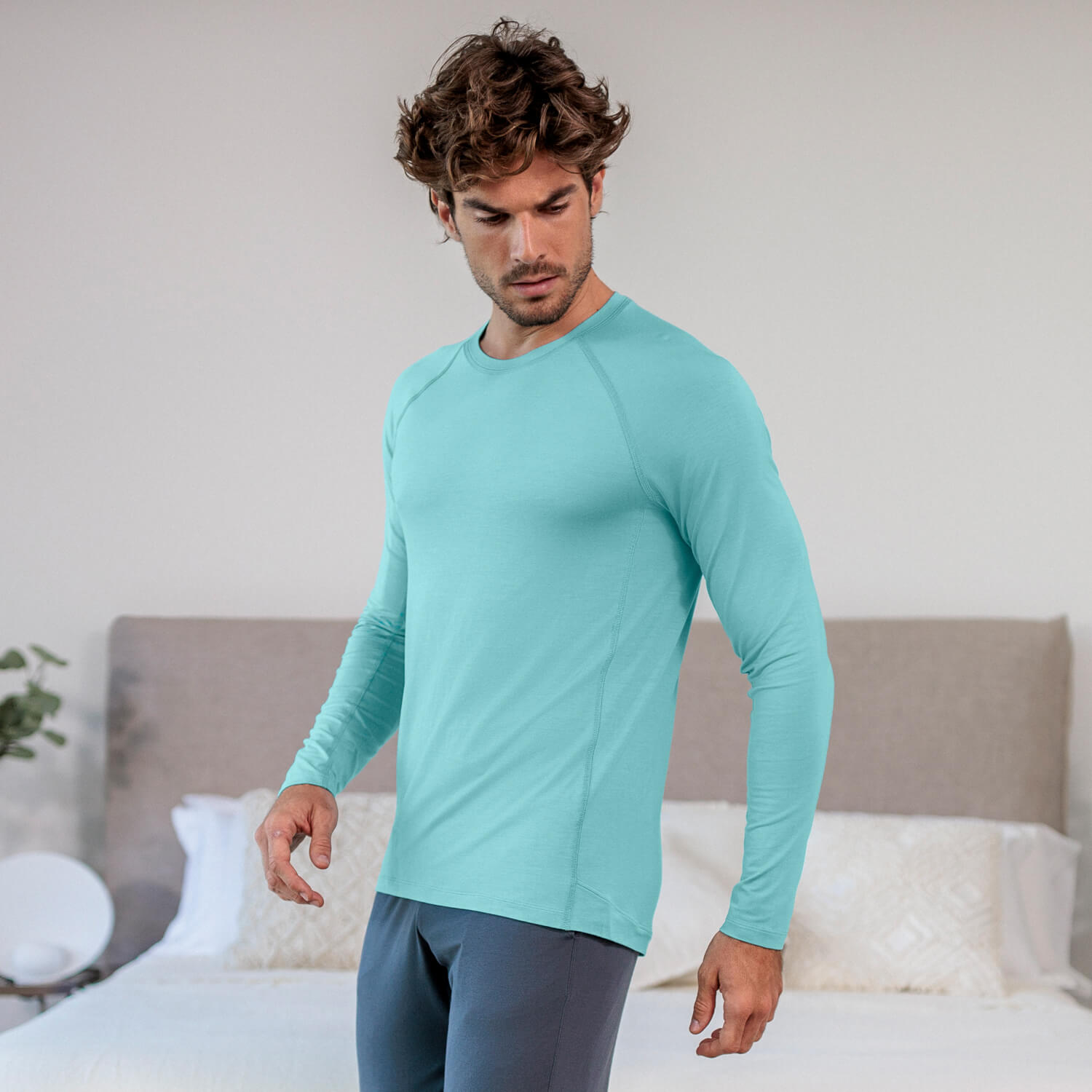 Long sleeve t-shirt men || Mineral green