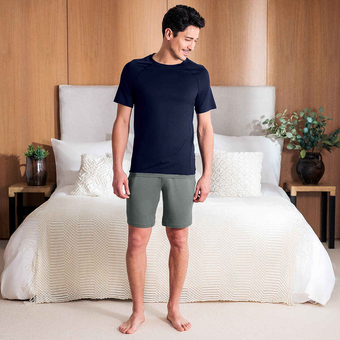 Cooling pajamas mens shorts || Sage