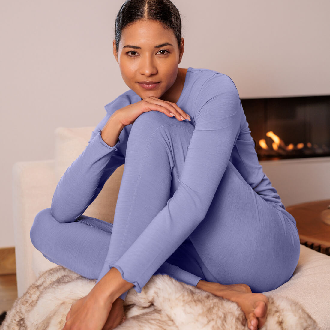 Merino wool pajamas pants women || Winter sky