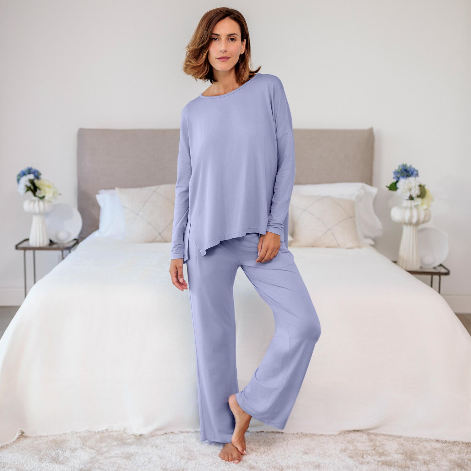 Wide leg sleep pants women || Morning sky