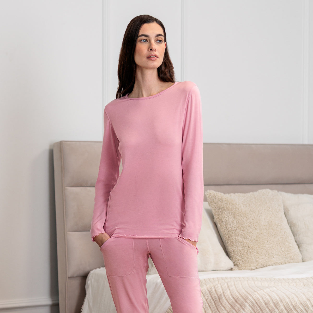 Warming winter pajama gift set for women || Rose mist