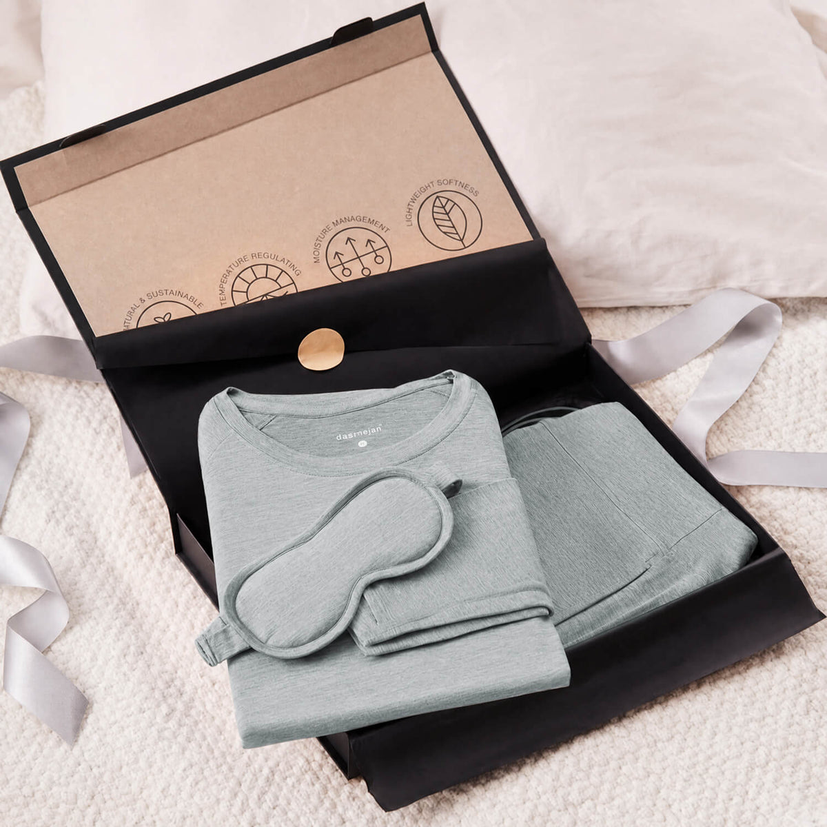 Mens winter pajama gift set || Light grey melange