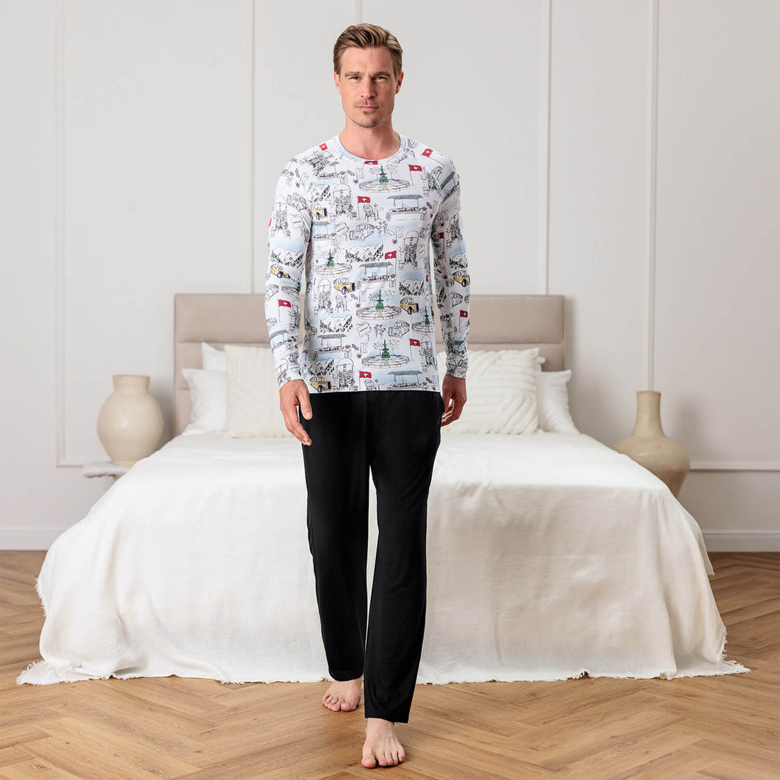 Long sleeve pajama top men || Anniversary