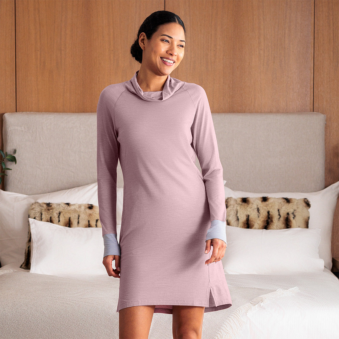 Merino nightgown women || Dusty pink melange