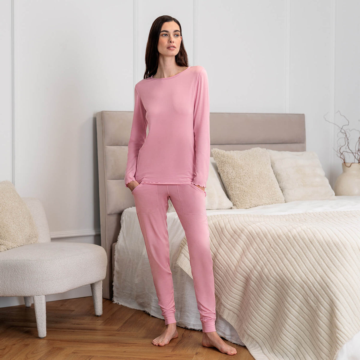 Wool pajamas womens || Rose mist