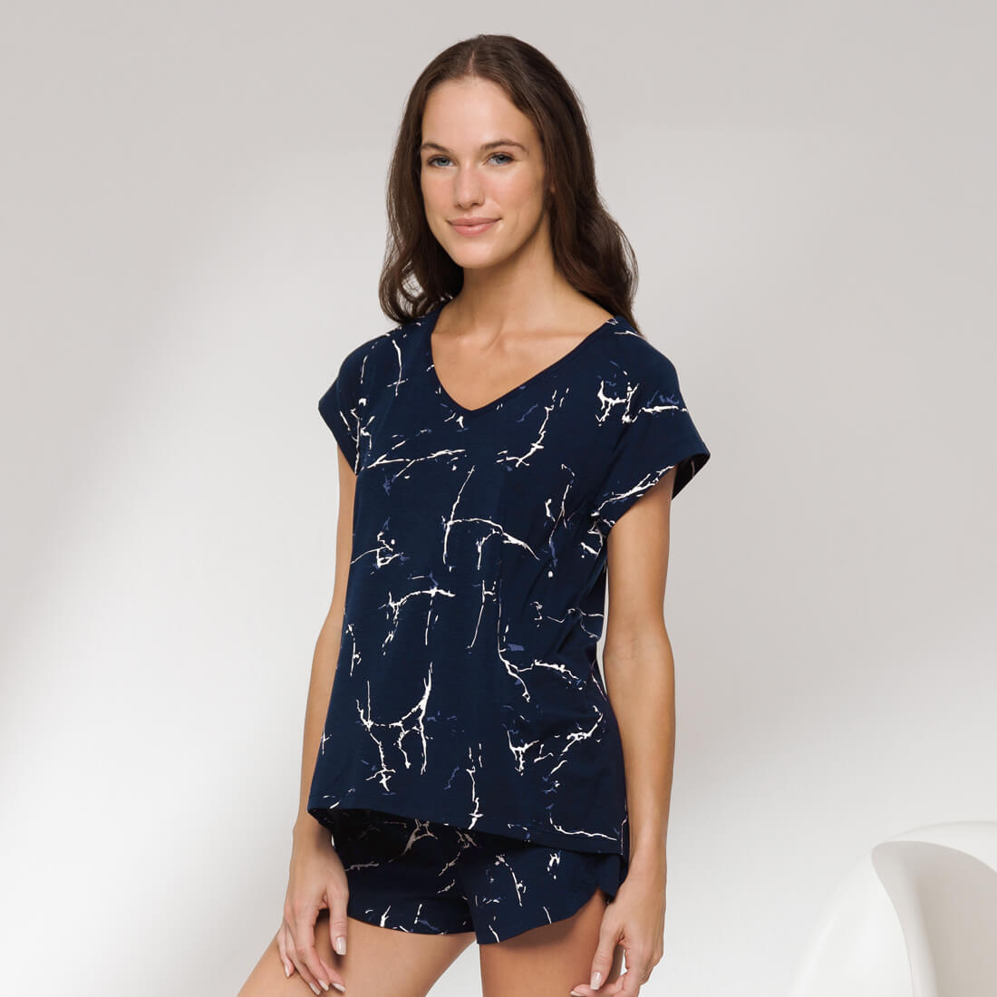 Women's cooling pajama t-shirt || Blue marble