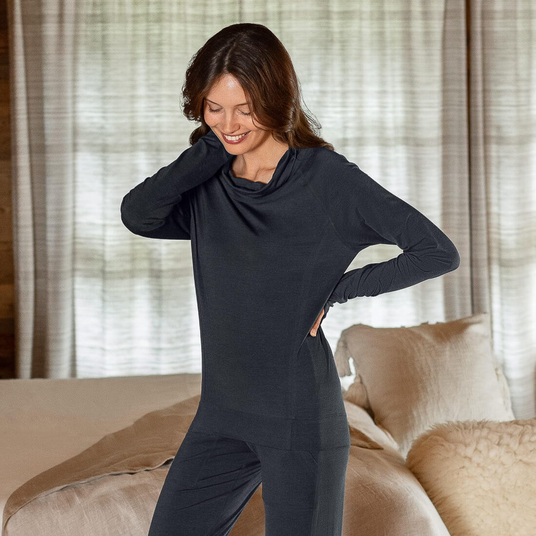 Wool pajamas womens || Anthracite melange