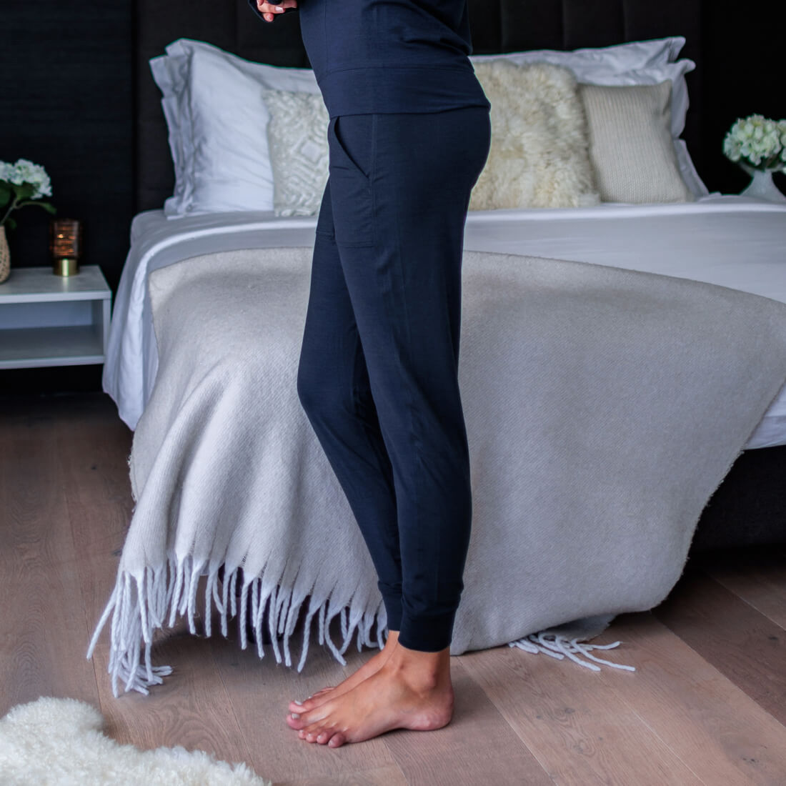 Merino wool pajamas pants women || Winter night melange
