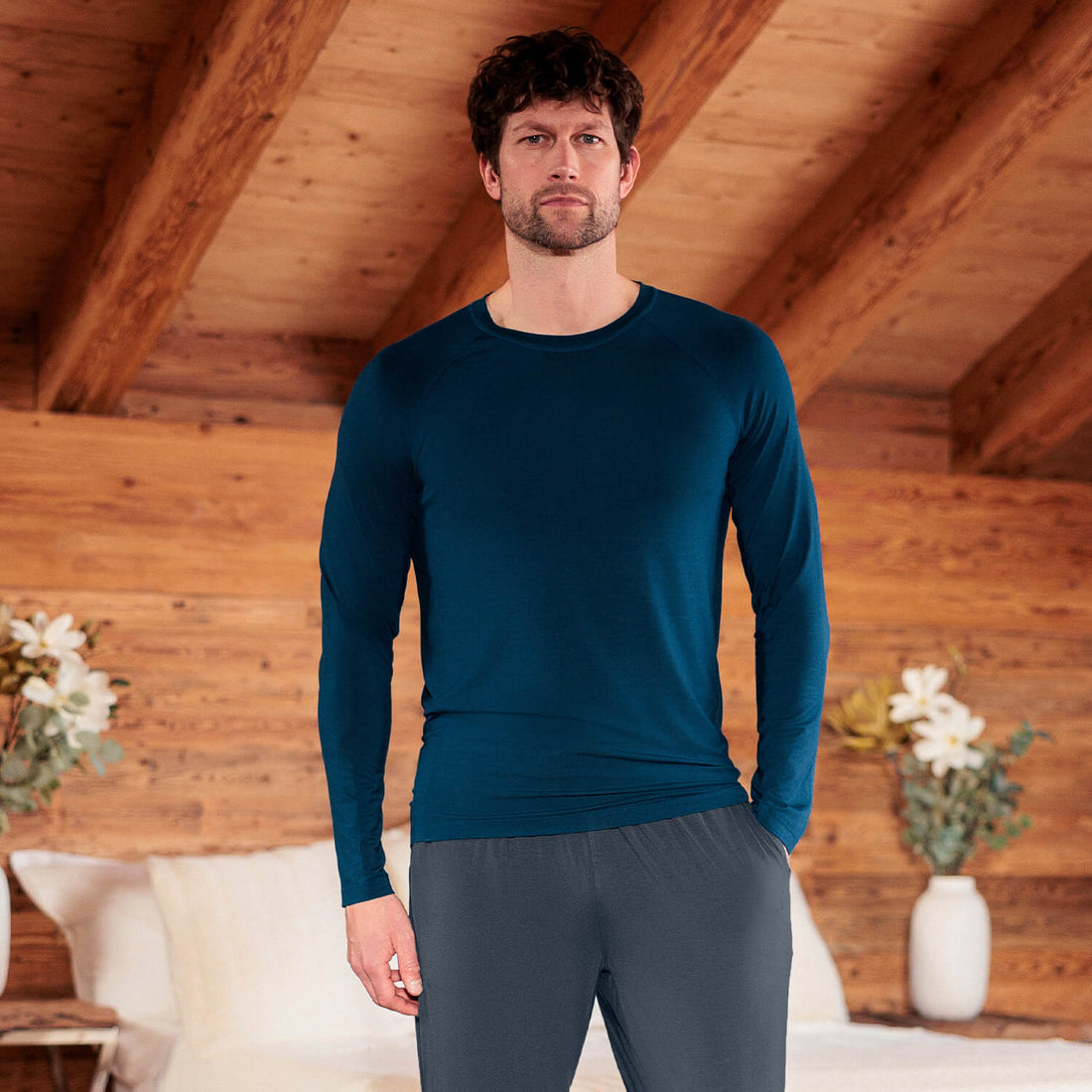 Pyjama shirt lange mouw heren  Deep Teal