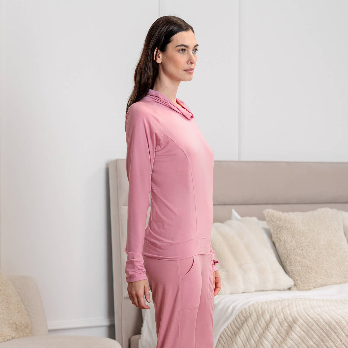 Wool pajamas women || Rose mist
