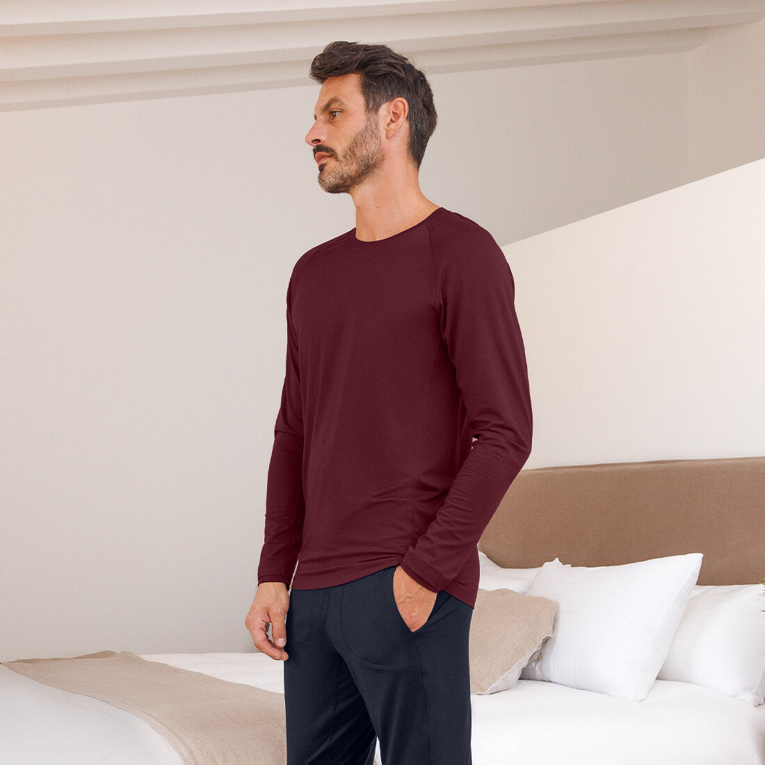 performance sleepwear for men || Burgundy