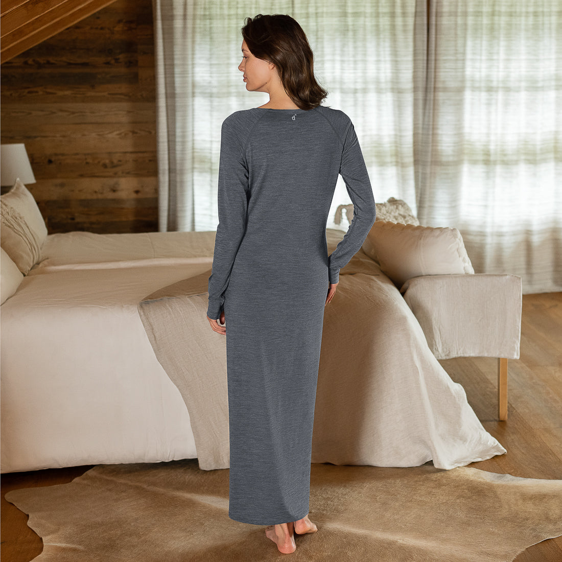 Merino nightgown || Dark grey melange