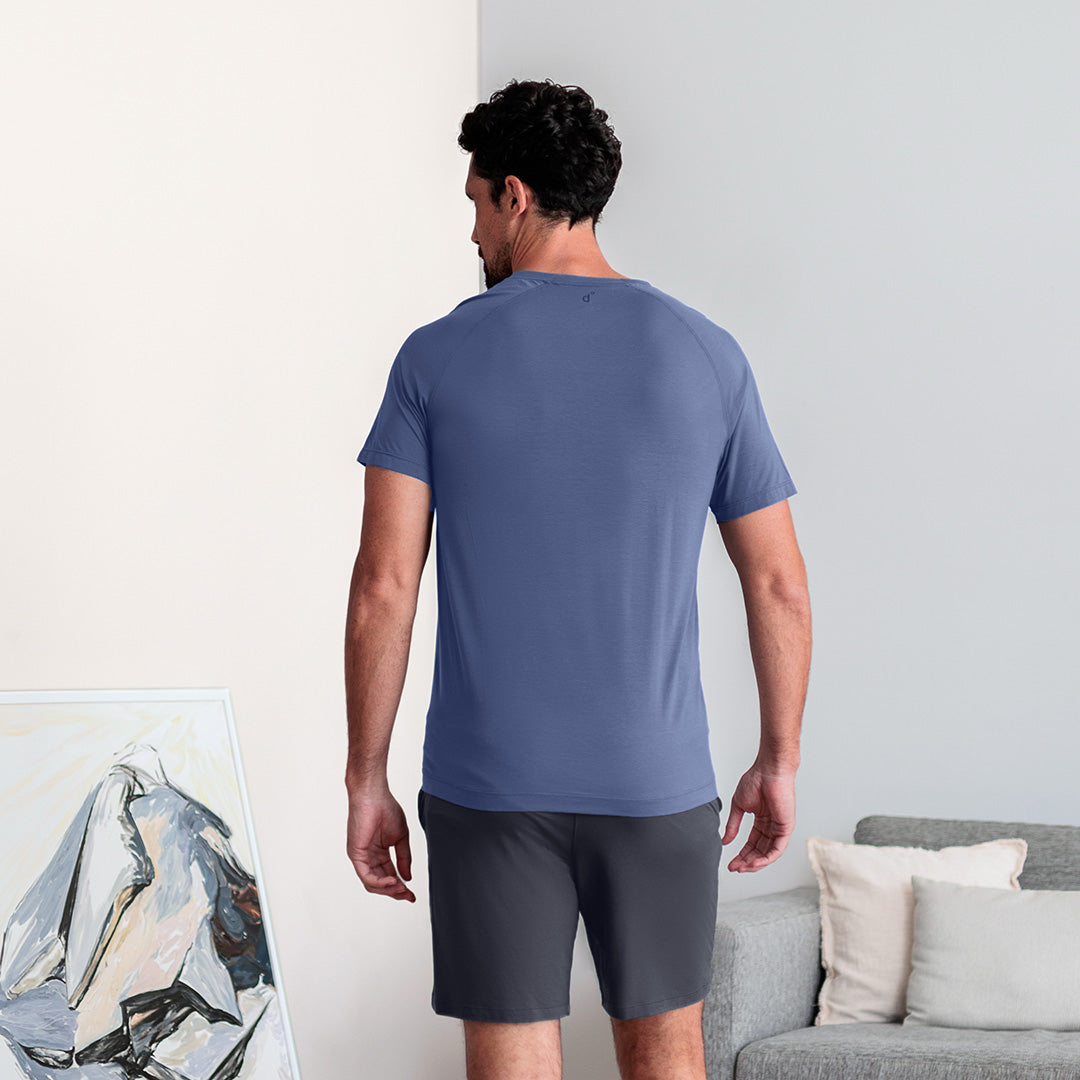 cooling pajama t-shirt v-neck || Coastal blue