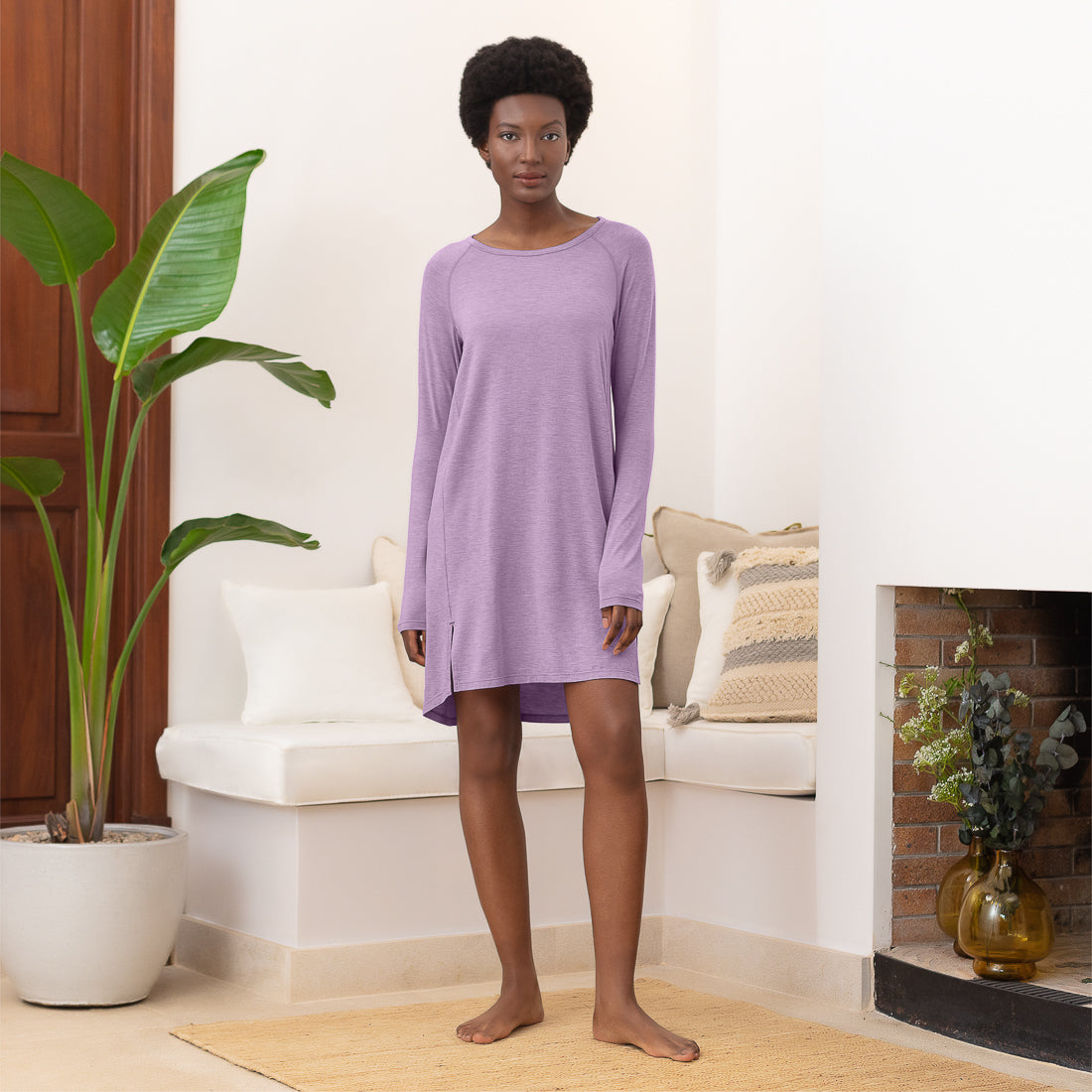 Balance sleepshirt long sleeves  || Lavender melange