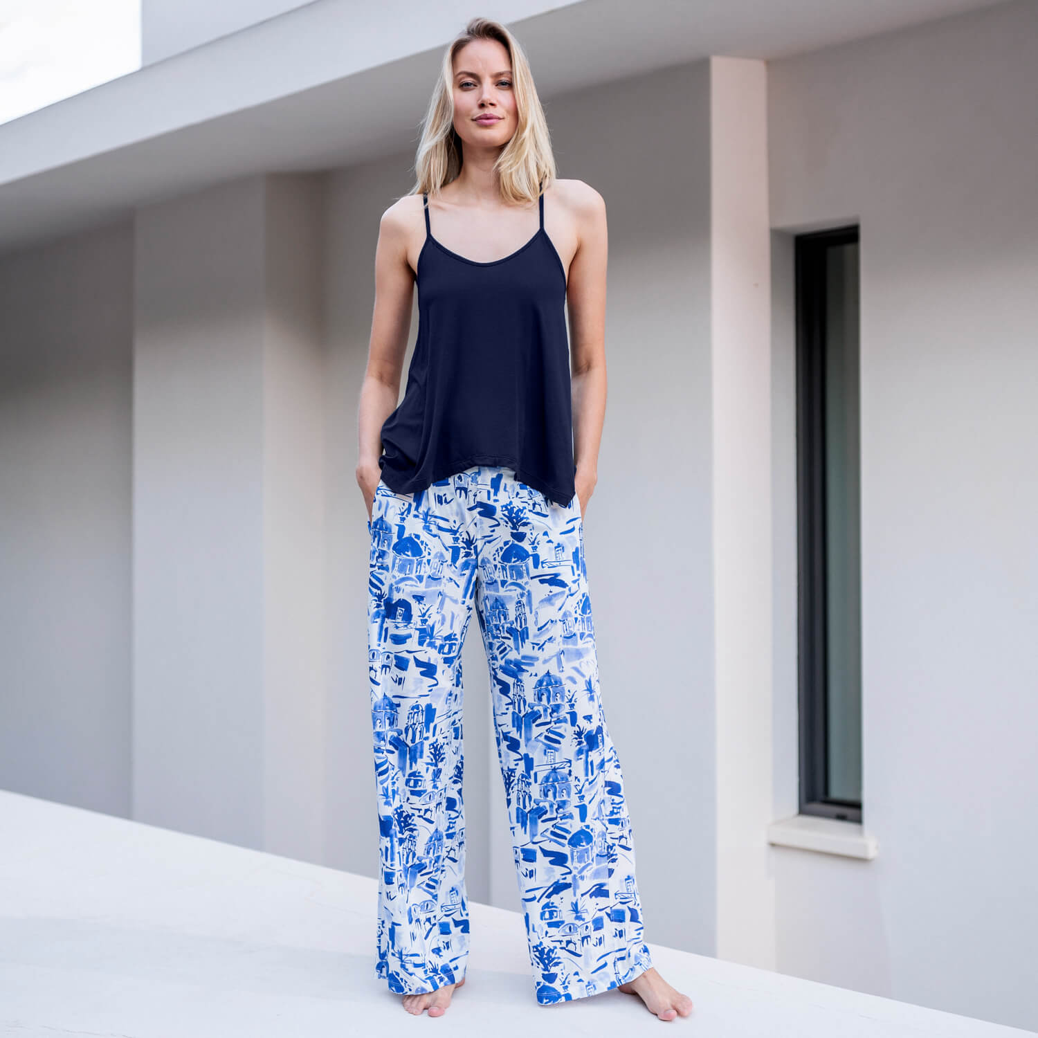 Wide sleep pants women || Santorini