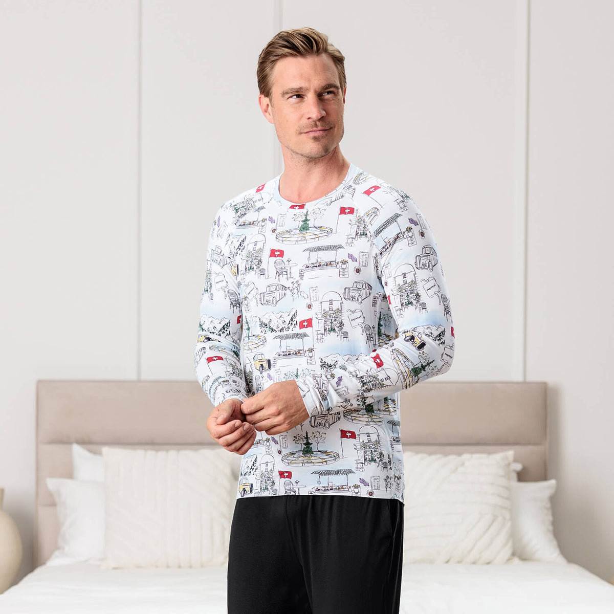 Long sleeve pajama top men || Anniversary