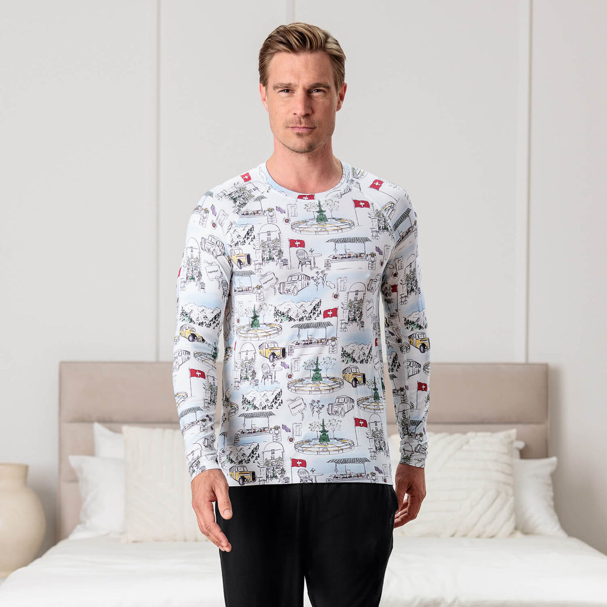 Long sleeve pajama top men || Anniversary