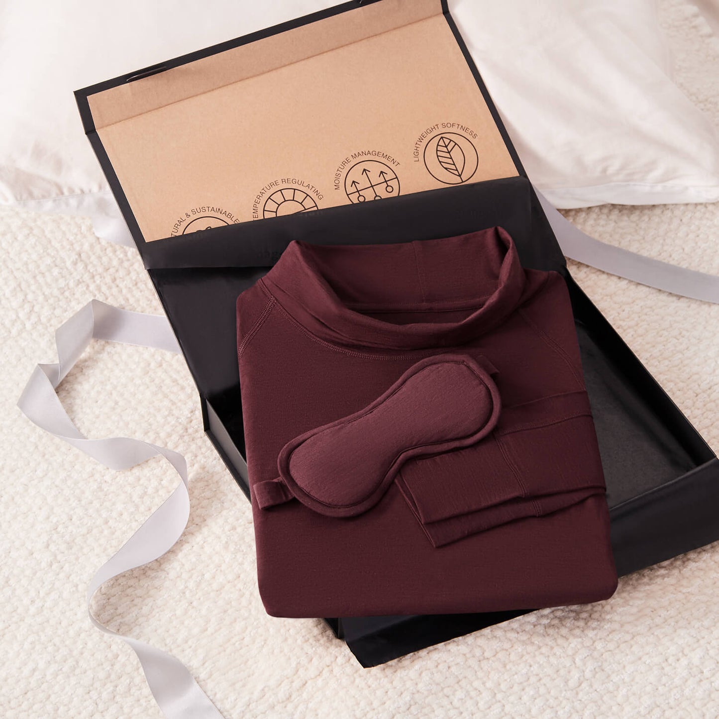 Gift set warm night dress || Deep burgundy