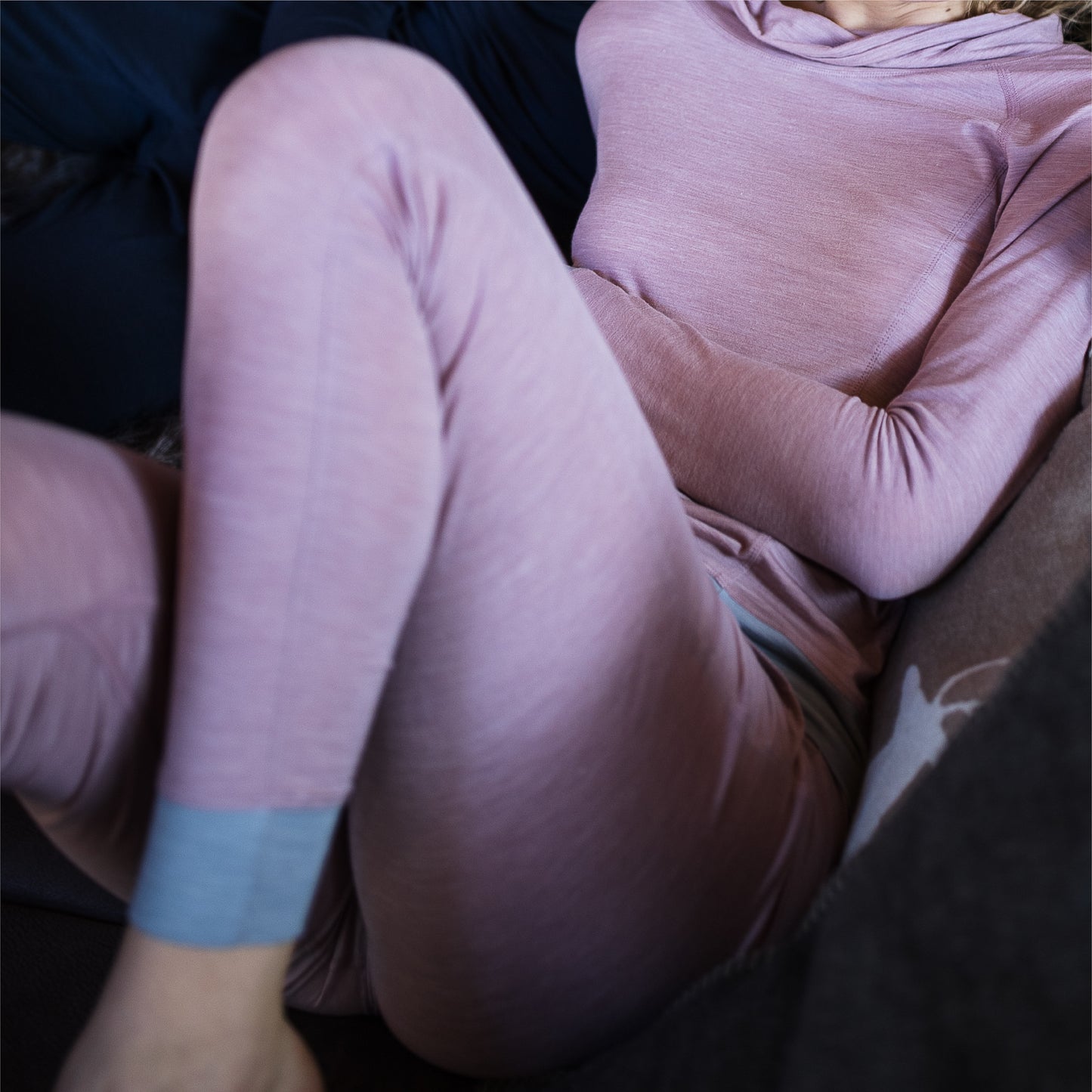 Merino wool pajamas pants women || Dusty pink melange