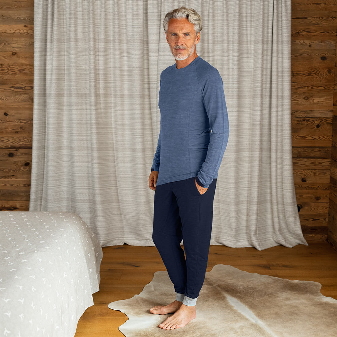 Thermal pajamas mens || Blue melange
