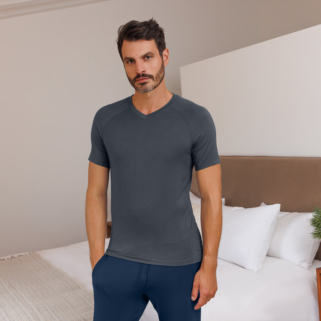 Vochtafvoerende pyjama top heren  Deep grey