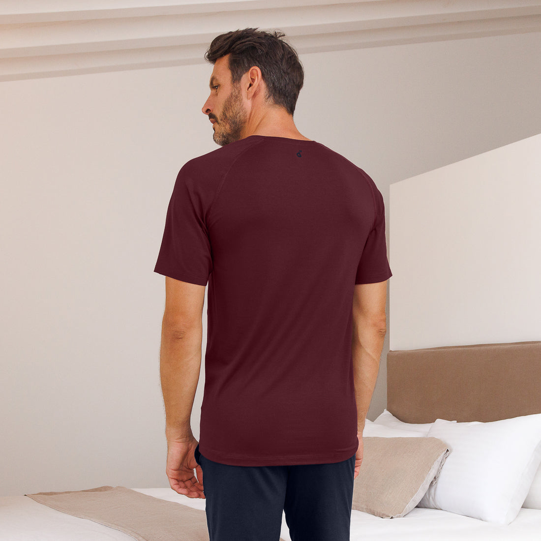 Muscle recovery sleep t-shirt heren || Burgundy