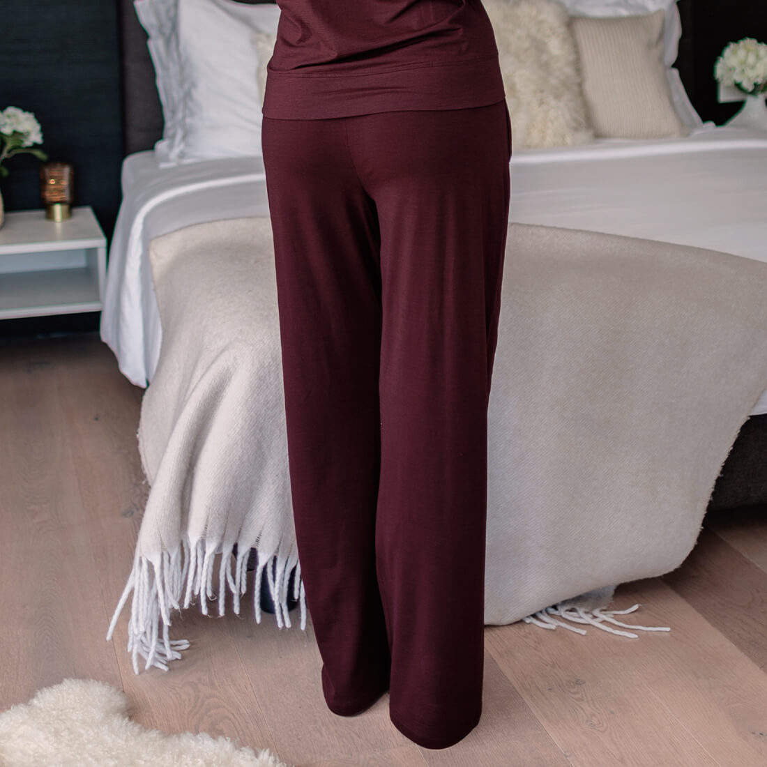 Merino pajamas pants || Deep burgundy