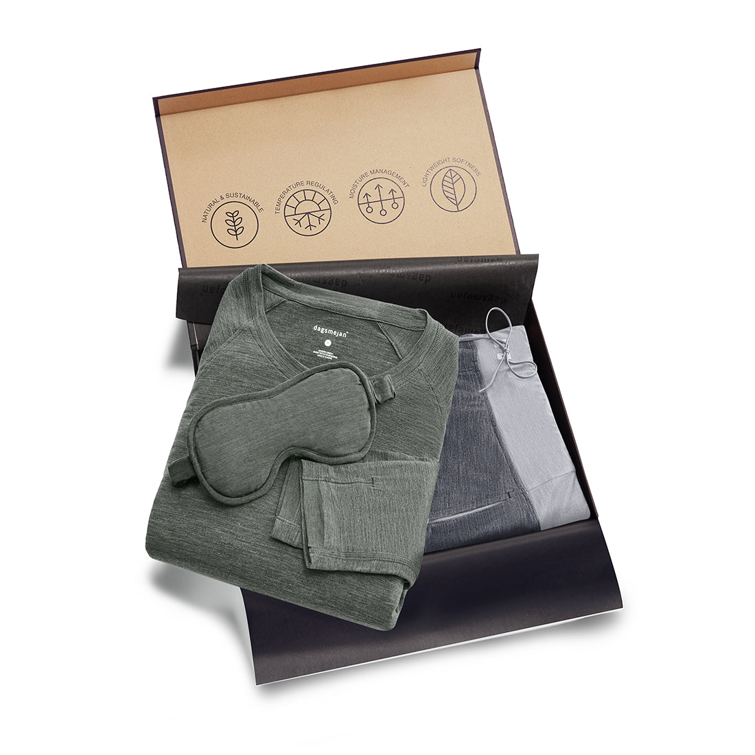 Gift set pajamas men || Eucalyptus melange/Dark grey melange