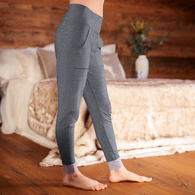Merino wool pajamas pants women || Dark grey melange