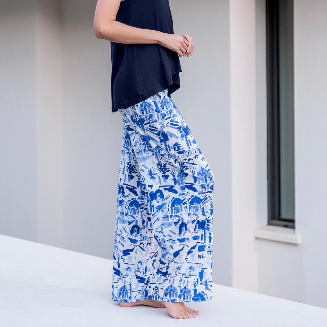Wide sleep pants women || Santorini