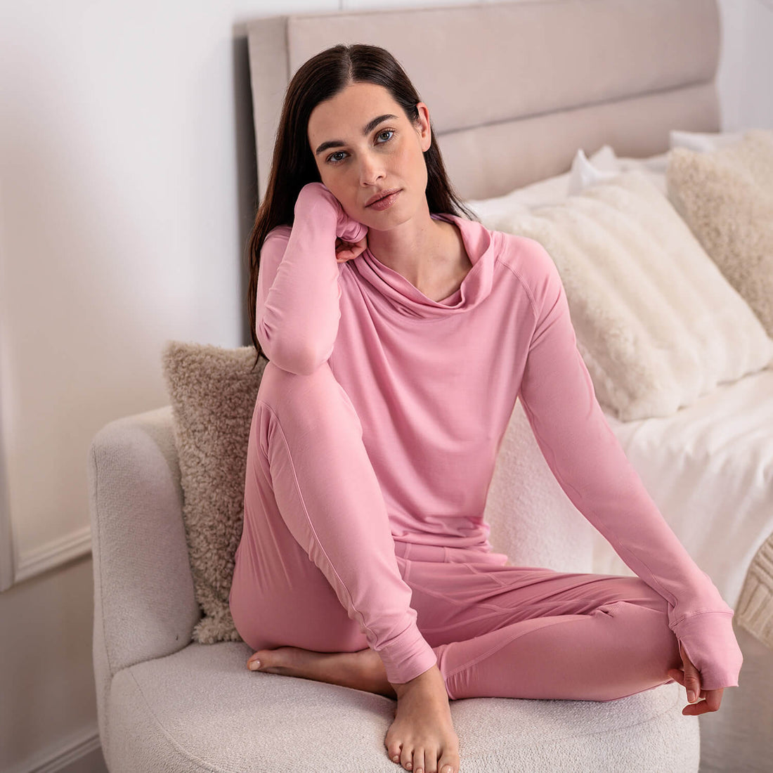 Wool pajamas women || Rose mist