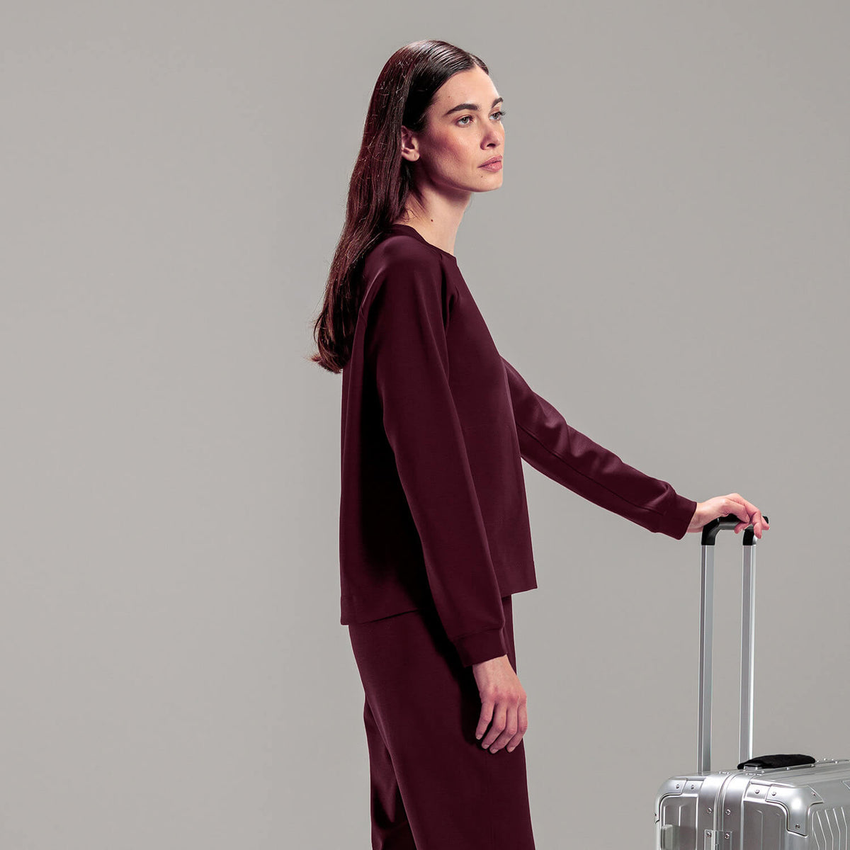 Travel womens long sleeve top || Mulberry