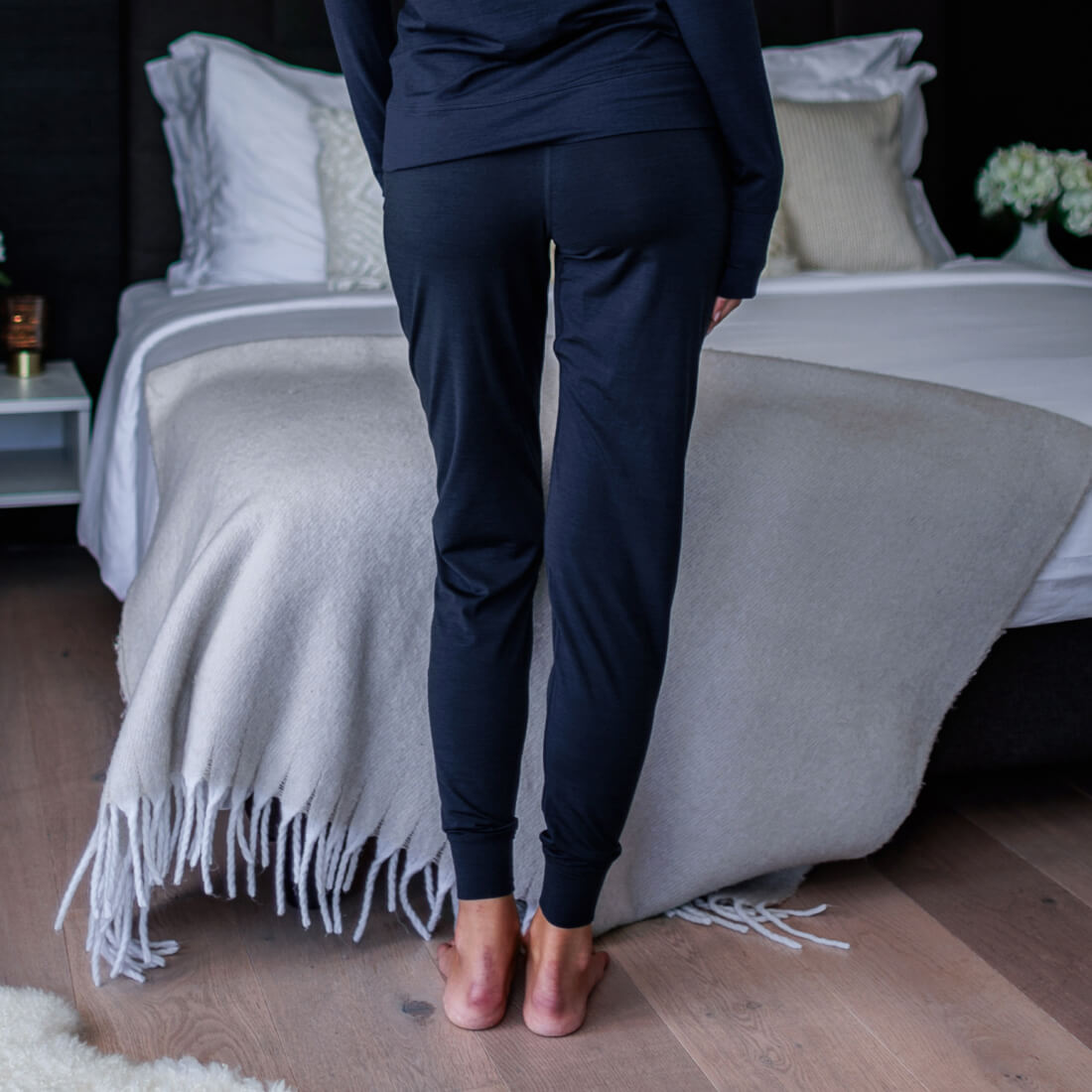 Merino wool pajamas pants women || Winter night melange