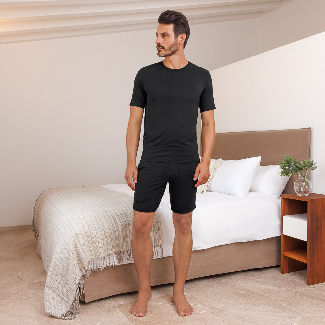Gift set short pajamas men || Black