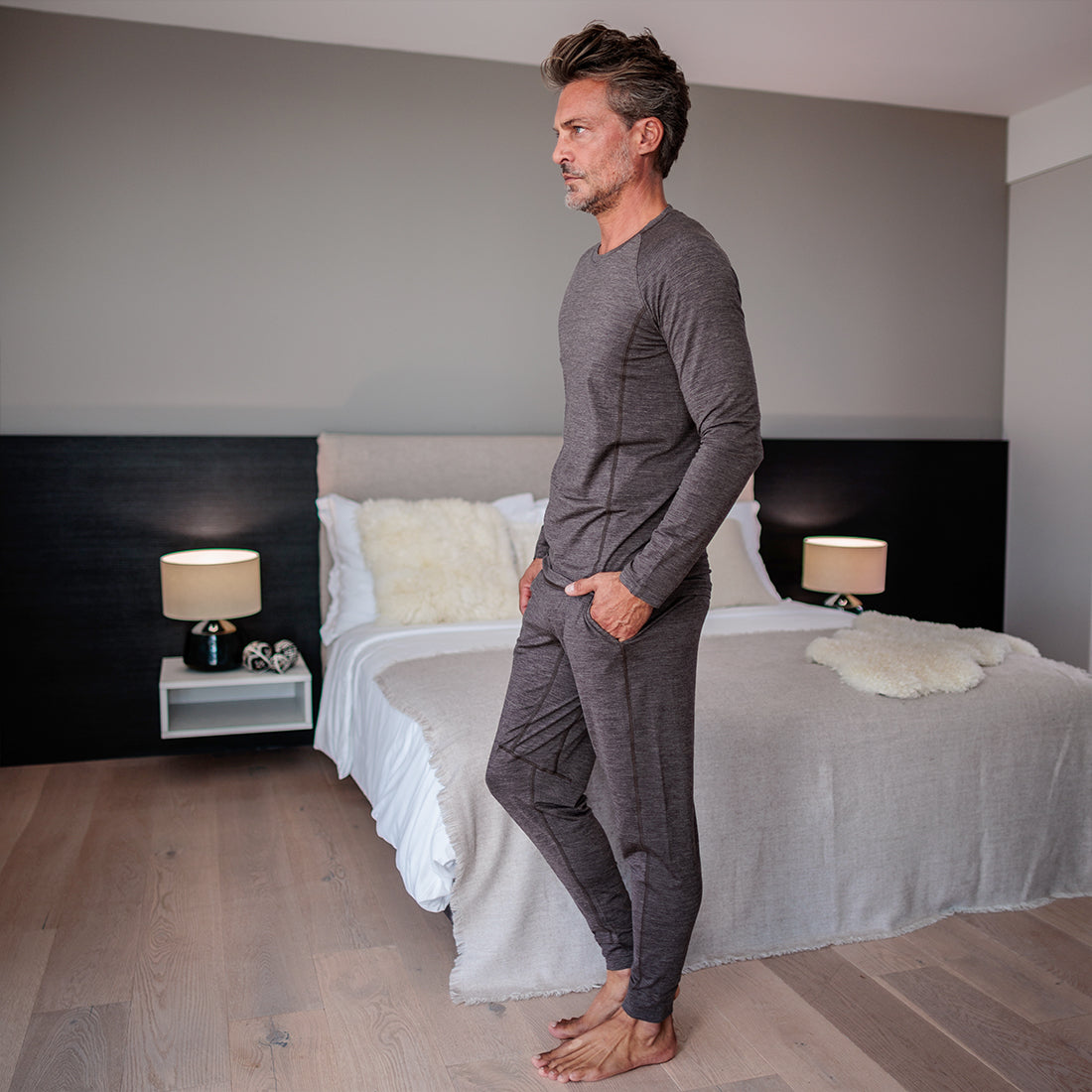 Thermal pajamas mens || Chocolate melange