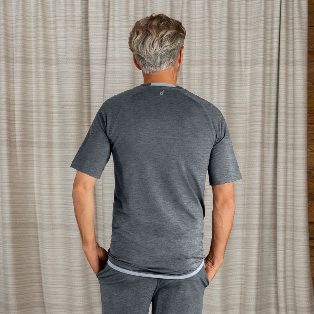 Merino wool pajama t-shirt men || Dark grey melange