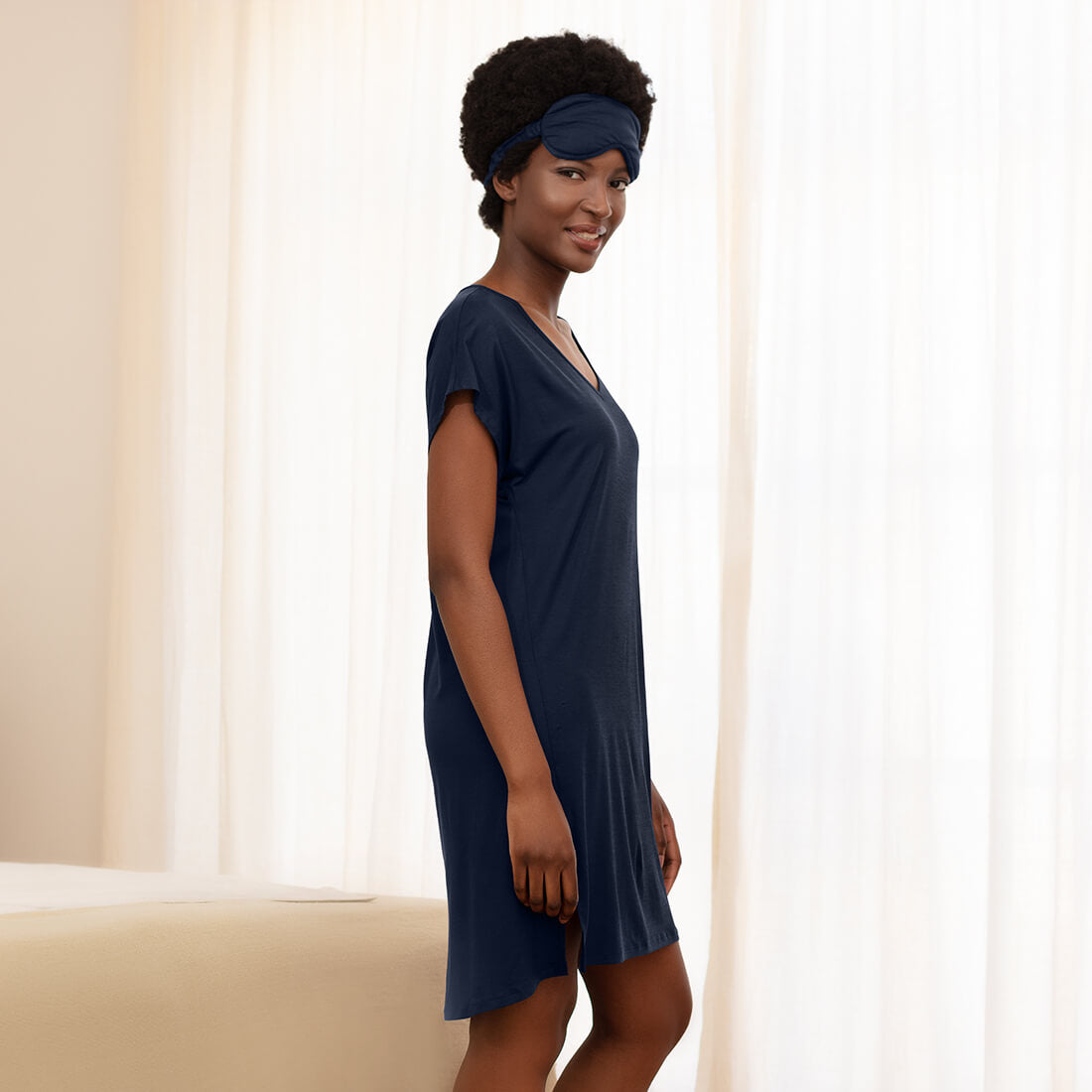 Cooling nightgown women || Navy blue