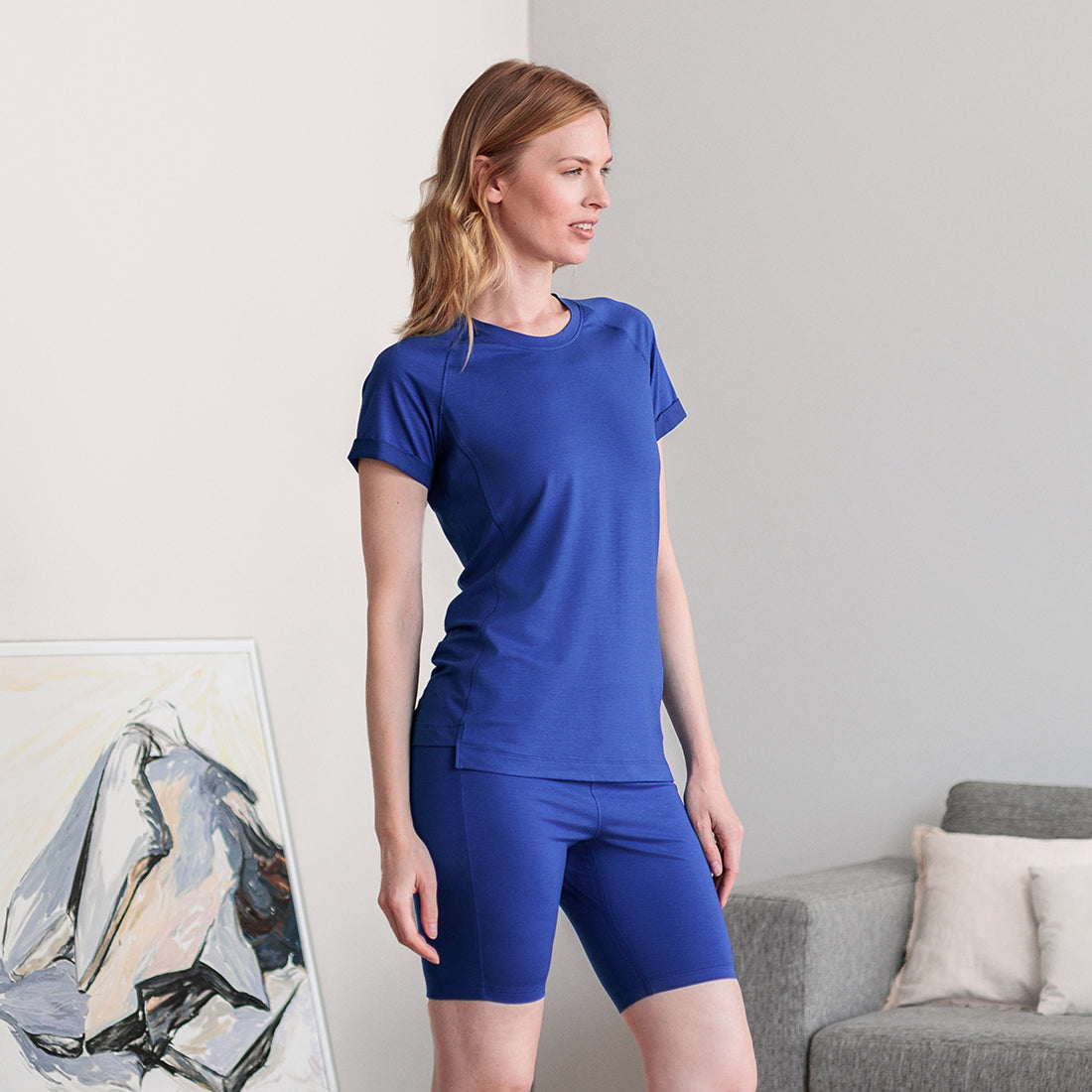 Muscle recovery sleep t-shirt women || Azure blue