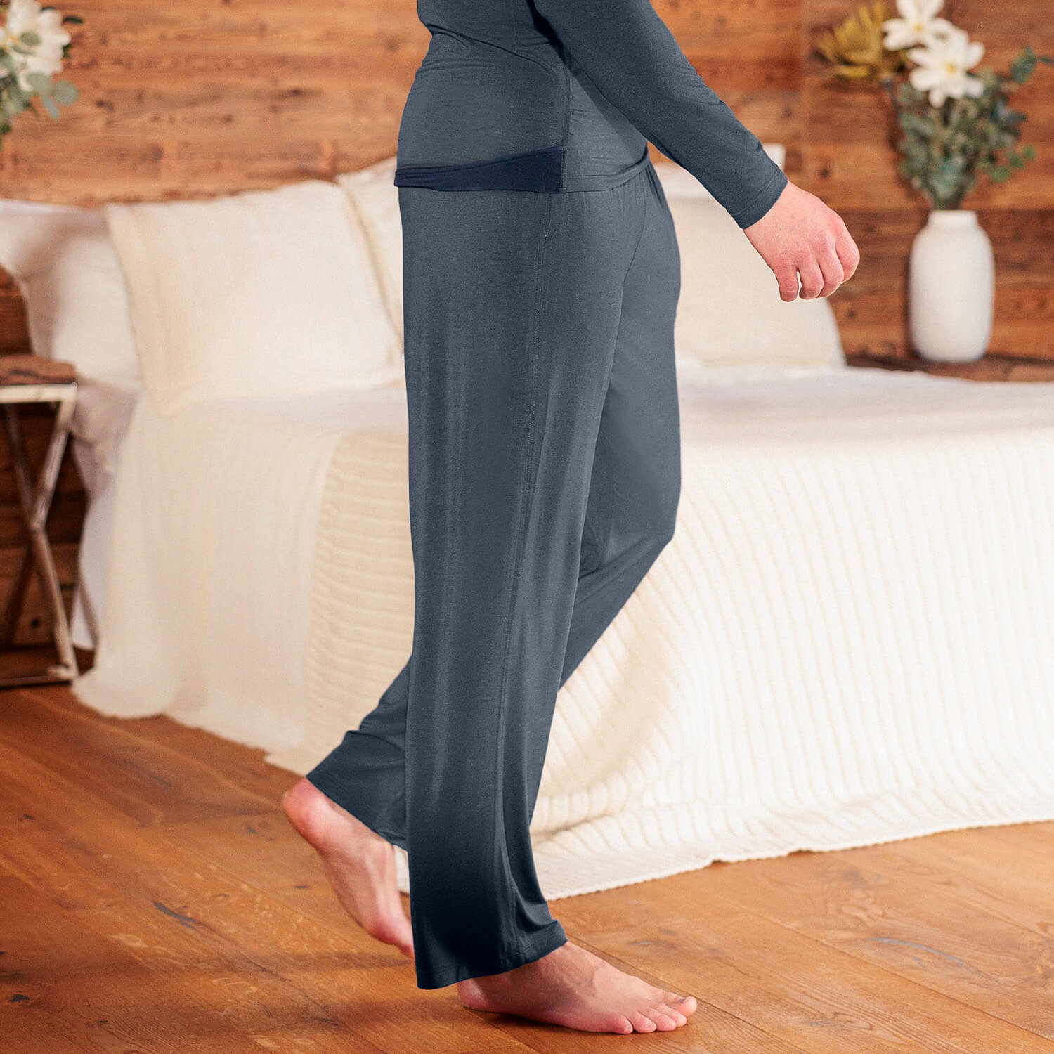 Wide pajama pants men || Deep grey
