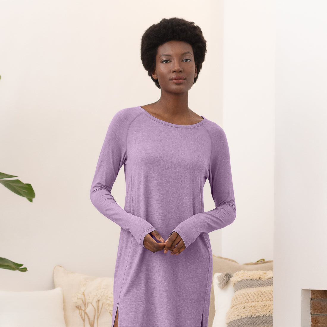 Balance sleepshirt long sleeves  || Lavender melange
