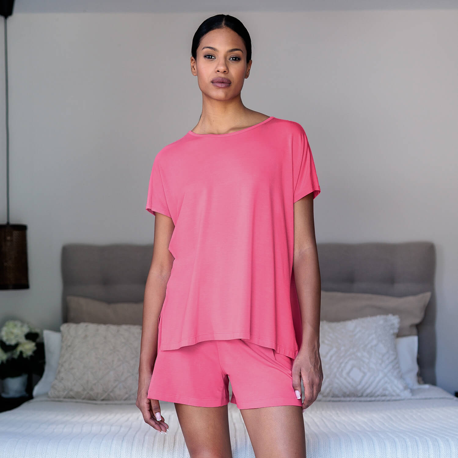 Wide sleep t-shirt || Deep pink