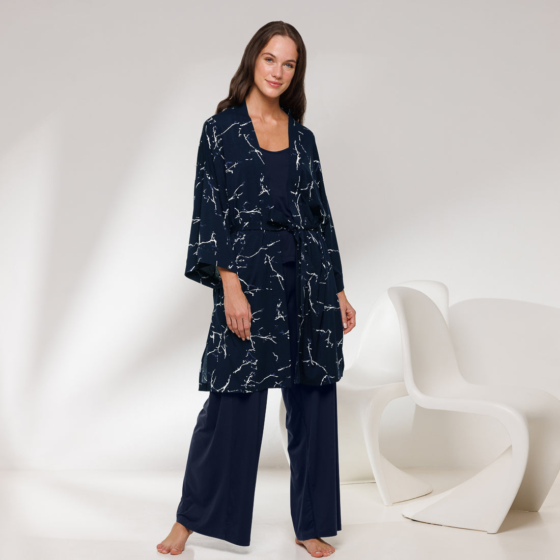 Cooling relaxwear kimono || Blue marble