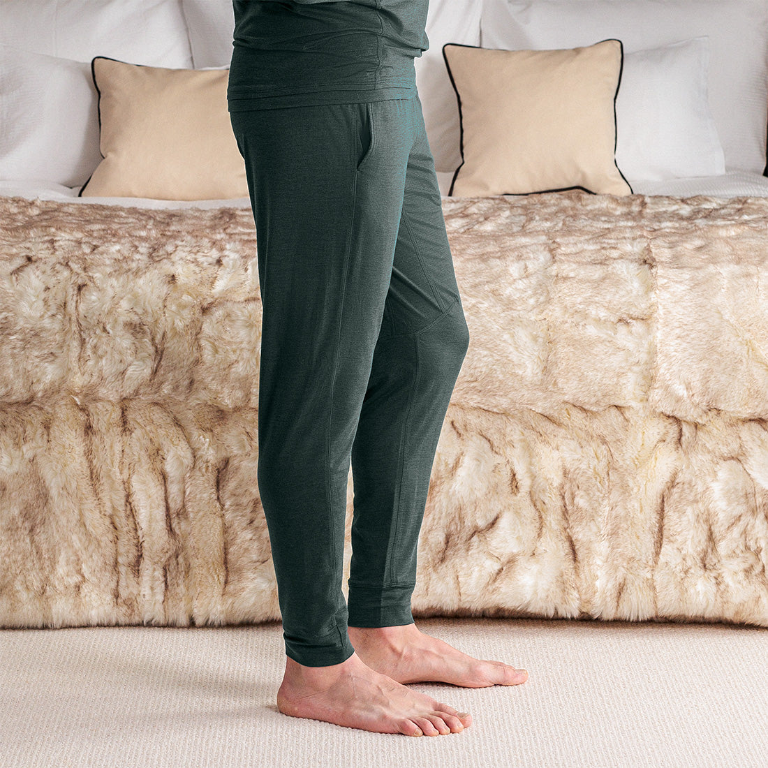 Mens wool pajama pants || Emerald