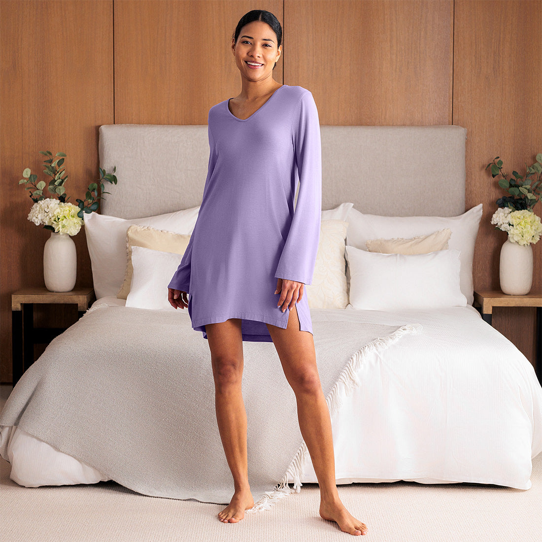 Balance long sleeves sleepshirt || Mauve